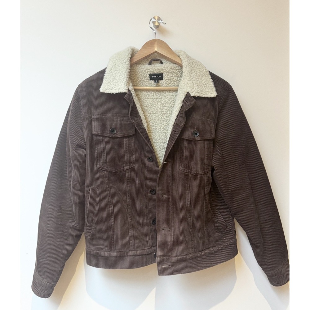 Brixton Unisex Brown Corduroy Sherpa Jacket Oversized‎ Men's S Unisex Y2K